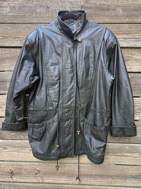 G4000 Vintage Leather Jacket coat black Golf